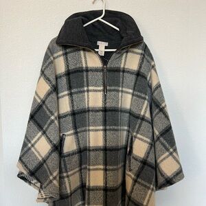 Free People Plaid Poncho One Size